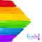 Bright rainbow paint strokes arrow background