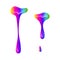 Bright rainbow slime. A draining, viscous liquid. Cartoon vector illustration.