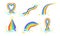 Bright Rainbows of Various in the Sky with louds Set Vector Illustration