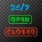 Bright realistic neon open and closed sign
