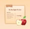 Bright recipe card with cute cartoon apple.