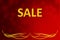 Bright red background with gold sale text