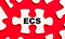 On a bright red background, white puzzles. In one of the pieces of the puzzle, the text ECS Electronic Clearing Service