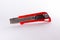 Bright Red Box Cutter Metal Blades New Clean Object White Background