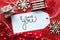 Bright Red Christmas Decoration, Label, Thank You