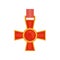 Bright red cross of valour. Honorary order of military merit. Army reward. Symbol of victory. Flat vector icon