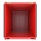 Bright red empty opened shipping container