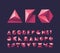 Bright red geometry shapes pictograms` alphabet, capital vector letters for contemporary design