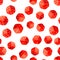 Bright red glossy game dice, casino seamless pattern on white