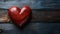 A bright red heart on old wood symbolize timeless love. Even though it\\\'s old