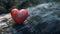 A bright red heart on old wood symbolize timeless love. Even though it\\\'s old,