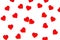 Bright red hearts on a striped background. In order to use Valentine`s Day, weddings, International Women`s Day