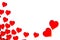 Bright red hearts in two large hearts in the right corner. In order to use Valentine`s Day, weddings, International Women`s Day