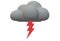 A bright red lightning bolt symbol growing out of a dark grey cloud