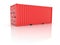 Bright red metal freight shipping container on white