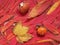 Bright red and orange autumn fall leaves background