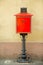 Bright red postbox