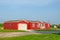 Bright Red Sunlit Manufactured Home