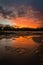 Bright red sunset over Fraser Island in Queensland, Australia