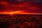 Bright red sunset. War, battle, terror, world apocalypse