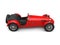 Bright red vintage open wheel sport racing car - top down side view