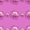 Bright repeating seamless pattern with pink peonies