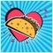 Bright retro comic speech bubble with taco symbol