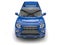 Bright rich blue modern SUV - top down front view