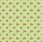 Bright roses on a green dotted background, seamless pattern