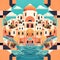 bright Santorini Oia. Generative AI