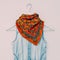 Bright scarf print Turkish cucumber with denim clothing. fashion