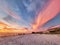 Bright scattered clouds at sunset