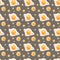 Bright seamless fried egg pattern. Digital art on a gray background. Print for textiles, wrapping paper, decoration, web, cards, b