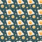 Bright seamless fried egg pattern. Digital art on a green background. Print for textiles, wrapping paper, decoration, web, cards,