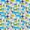 Bright seamless mosaic pattern with geometric figures