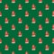 Bright seamless pattern with christmas wool mittens ornament. Red print on green background.