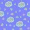 Bright seamless pattern with clouds,drops and rainbows,childish print for wallpaper,cover design,kids fabric,nursery