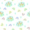 Bright seamless pattern with clouds,drops and rainbows,childish print for wallpaper,cover design,kids fabric,nursery