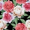 Bright seamless pattern with flowers. Rose. Watercolor illustration.