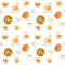 Bright seamless pattern half boiled eggs, fried, shell. Digital art on a white background. Print for textiles, wrapping paper, dec