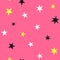 Bright seamless pattern with randomly scattered stars. Girly print.