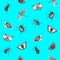 Bright seamless summer pattern with butterflies, beetles and dragonflies.