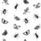Bright seamless summer pattern with butterflies, beetles, snails and dragonflies.