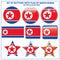 Bright set buttons with flag of North Korea. Banners illustration with flag.