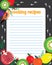 Bright sheet of paper for a recipe