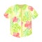 Bright Shirt with Short Sleeves and Exotic Flora as Hawaiian Clothing Vector Illustration
