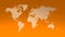 Bright sihouette of world map over degraded orange