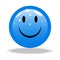 Bright Smile blue Emoji with white background.