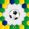 Bright soccer background with ball. Brazilian