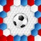 Bright soccer background with ball. French colors